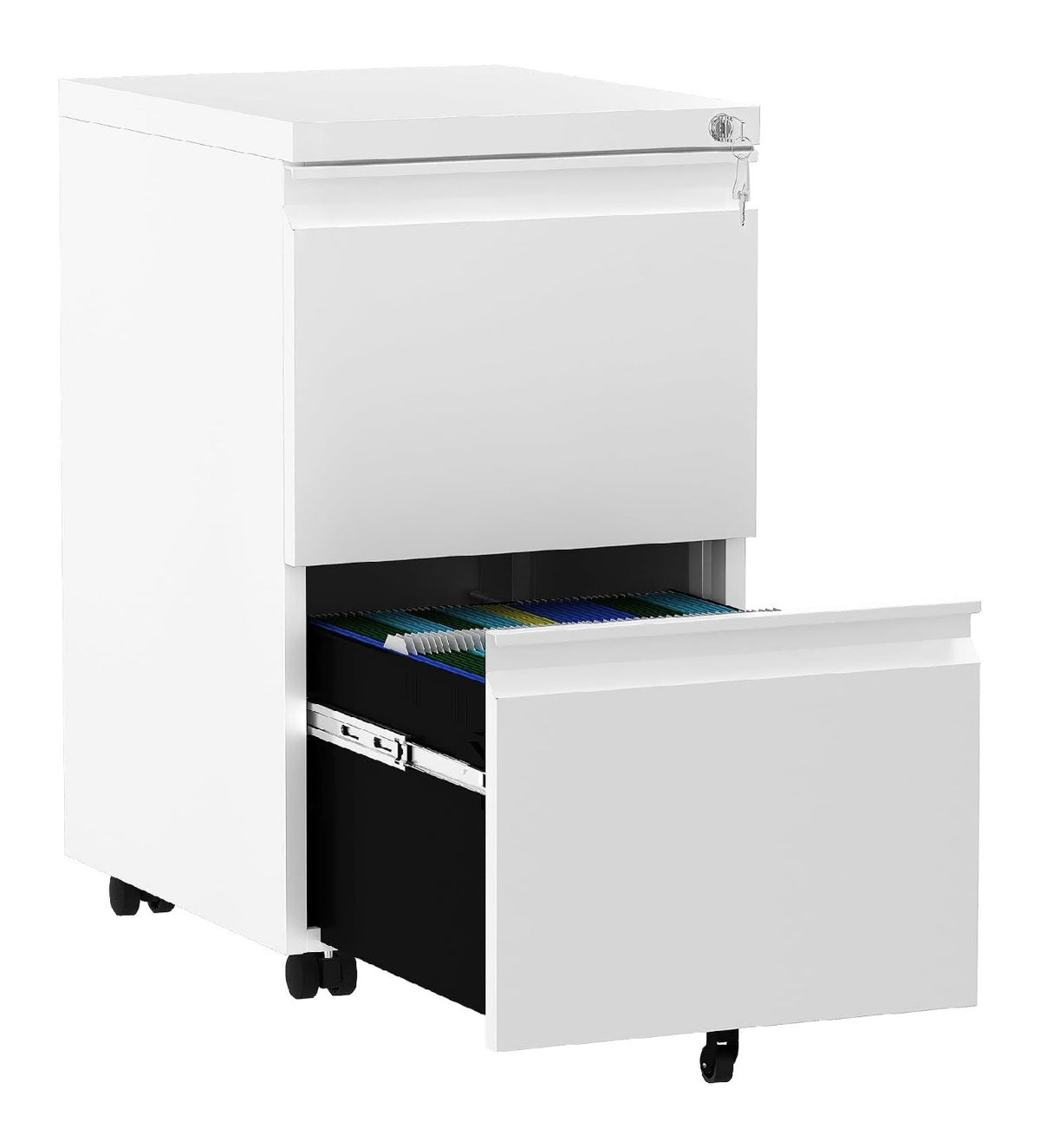 Rollcontainer in Weiss mit mit Rollen
