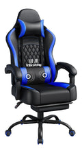 Gamingstuhl fuer den Arbeitsplatz, hoehenverstellbar, Farbe Schwarz / Blau