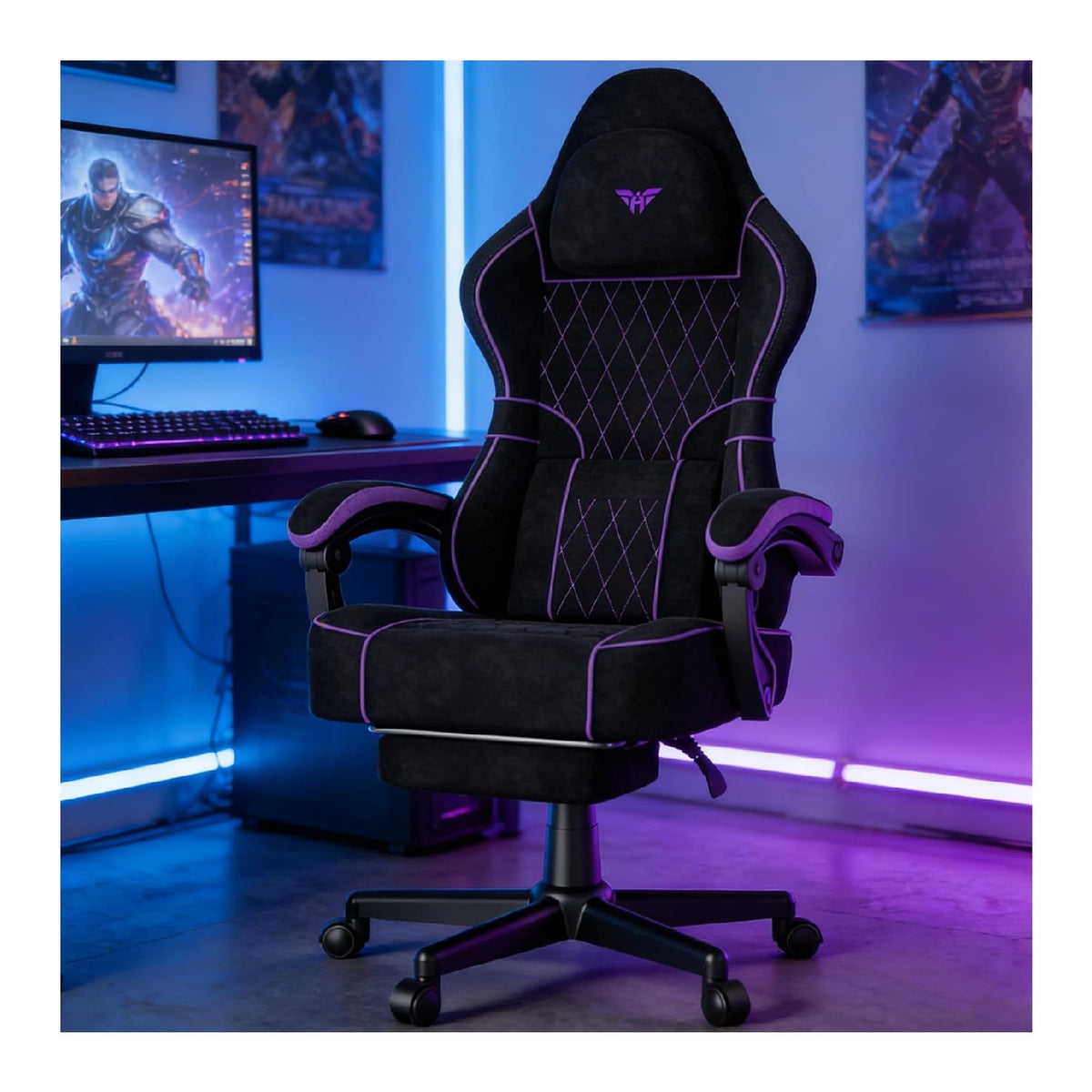 Schwarzer Gamingstuhl mit hoehenverstellbar fuer flexible Arbeitsbereiche