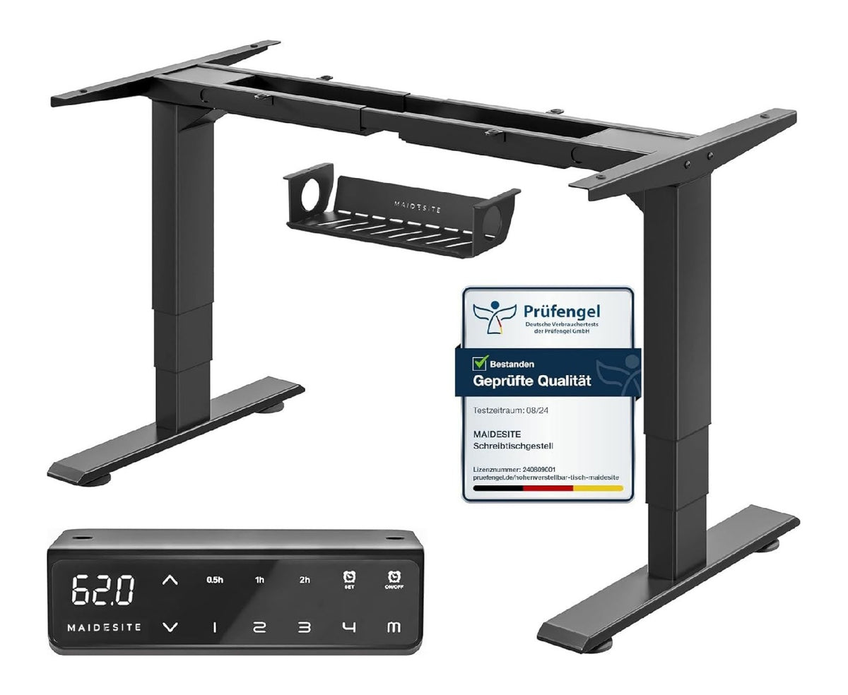 Schreibtisch mit hoehenverstellbar und mit USB Anschluss in Schwarz