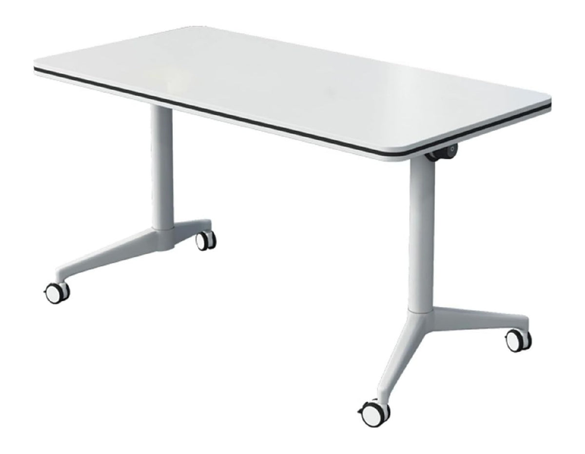 Konferenztisch mit mit Rollen und klappbar in Schwarz / Weiss