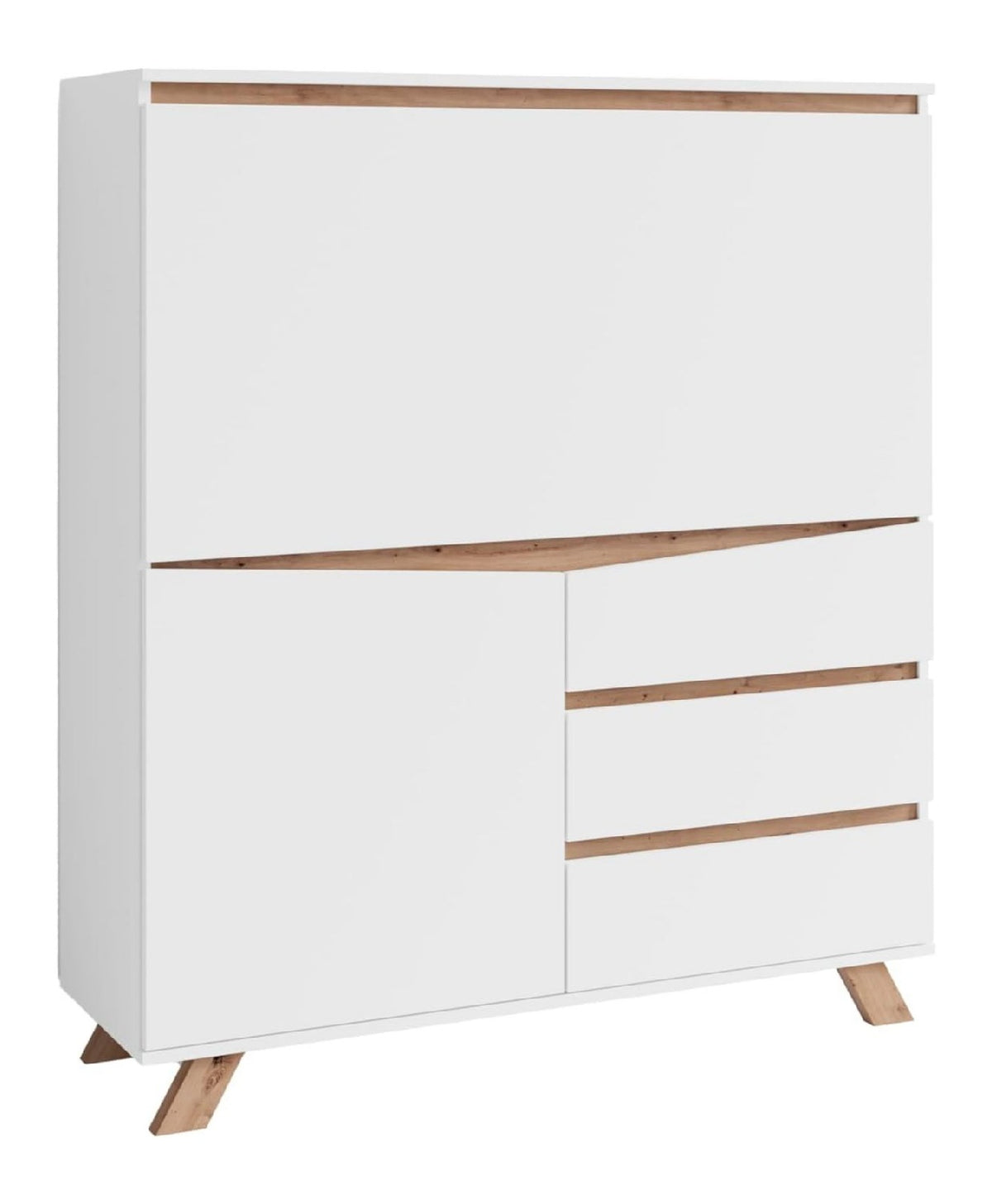 Sekretaer 127 cm x 38 cm in Artisan Eiche / Weiss mit mit Schubladen