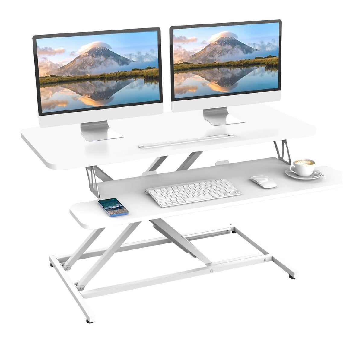 Weisser Computertisch mit hoehenverstellbar fuer flexible Arbeitsbereiche Variante 3