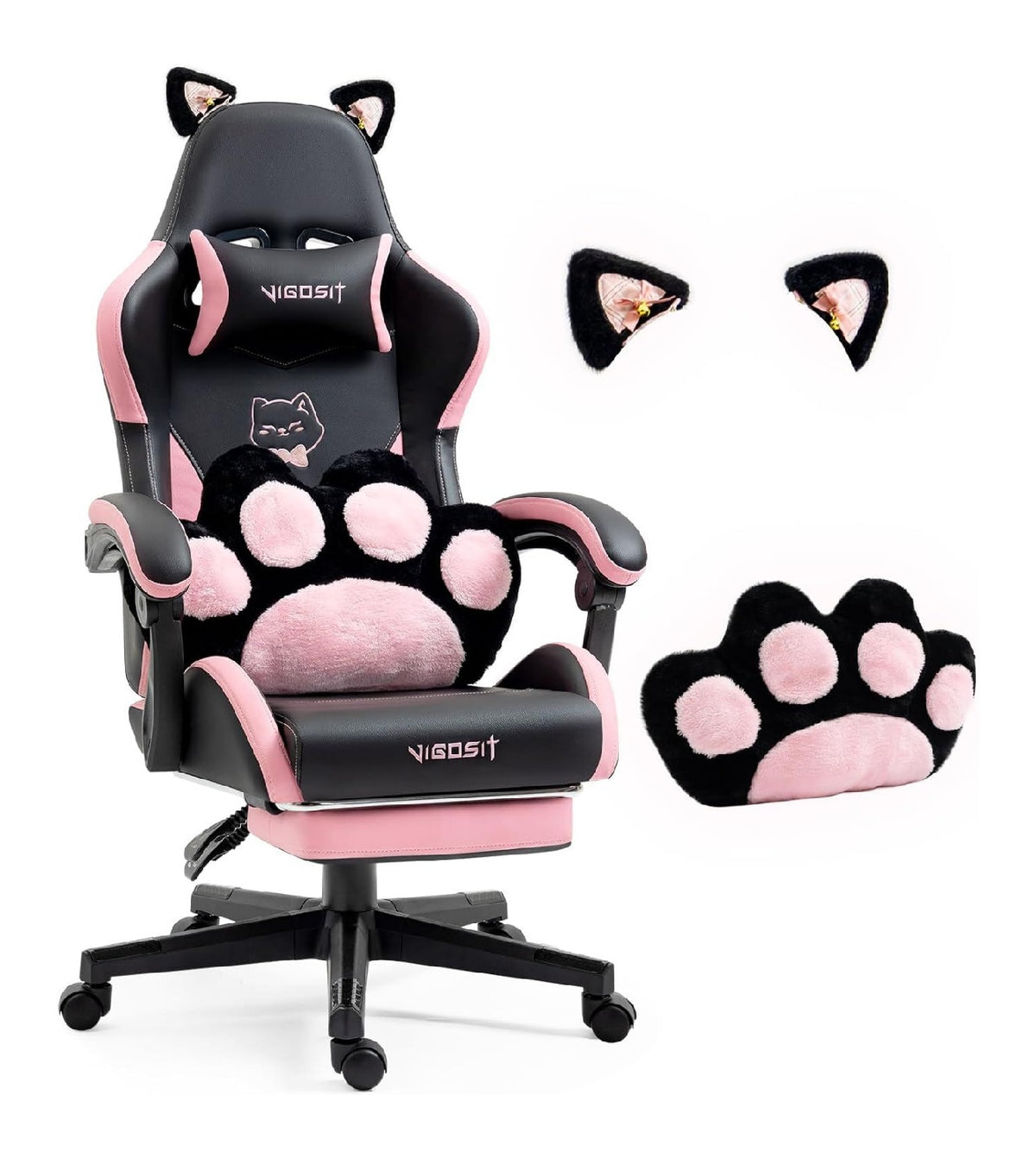 Gamingstuhl mit hoehenverstellbar und ergonomisch in Schwarz