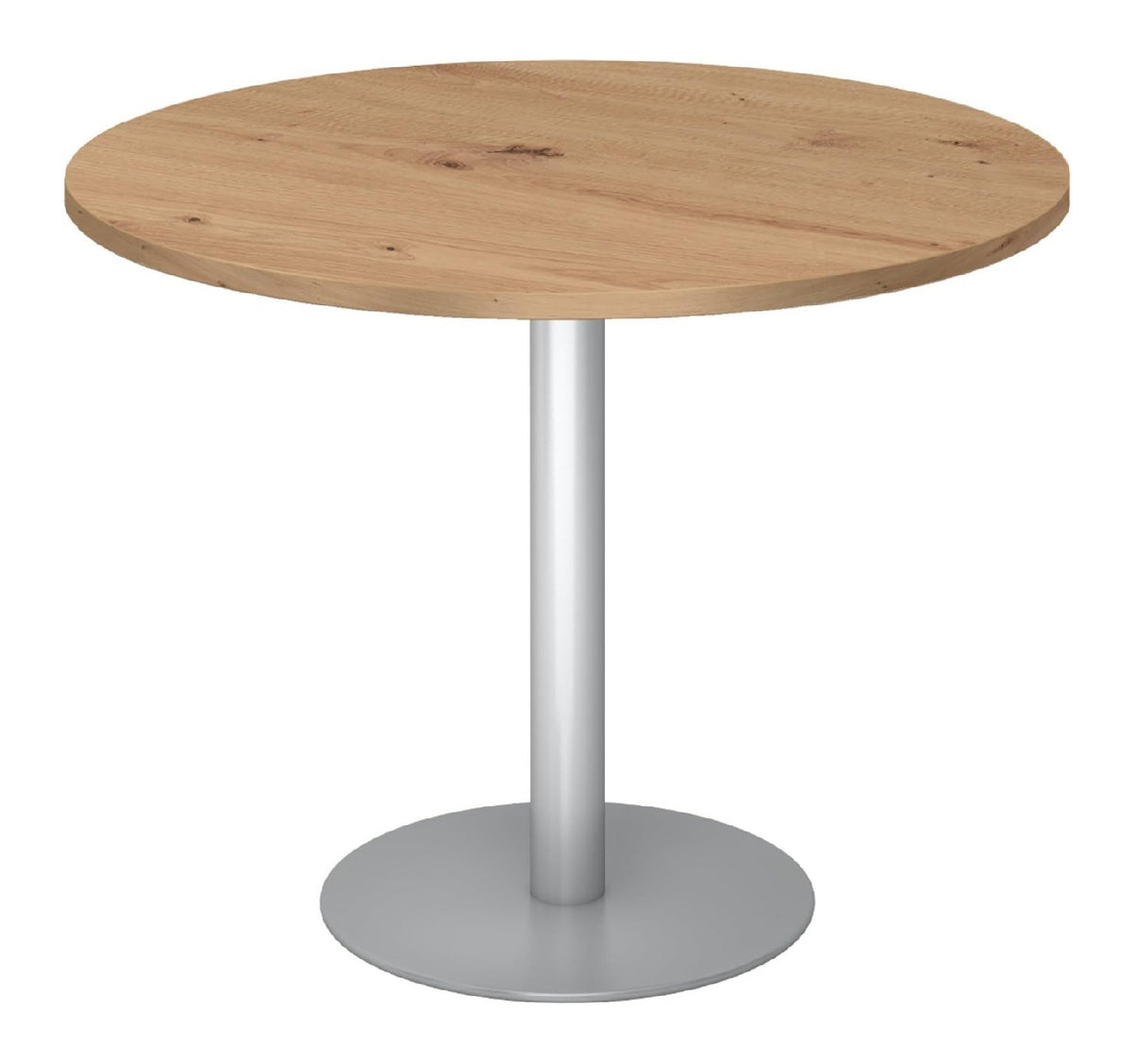 Konferenztisch Platte: rund- 100cm in Silber mit hoehenverstellbar