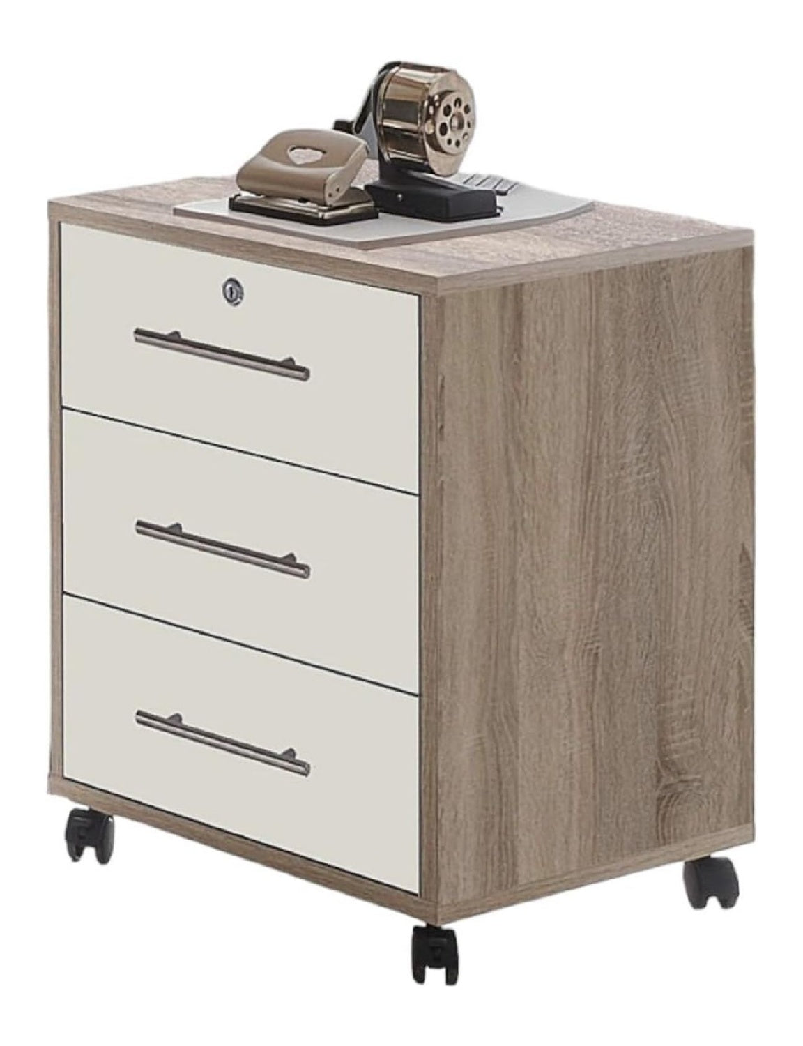 Sonoma Eiche / Weisser Bueromoebel Set mit hoehenverstellbar fuer flexible Arbeitsbereiche