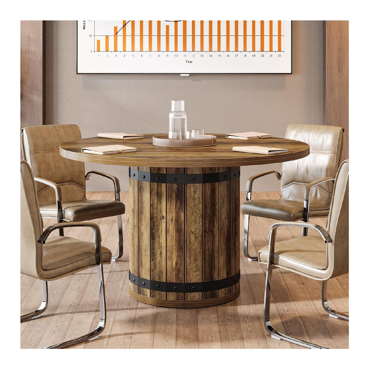 funktionales Design Konferenztisch in Braun fuer Buero und Arbeitszimmer