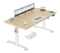 Weiss / Beigeer Schreibtisch mit hoehenverstellbar fuer flexible Arbeitsbereiche