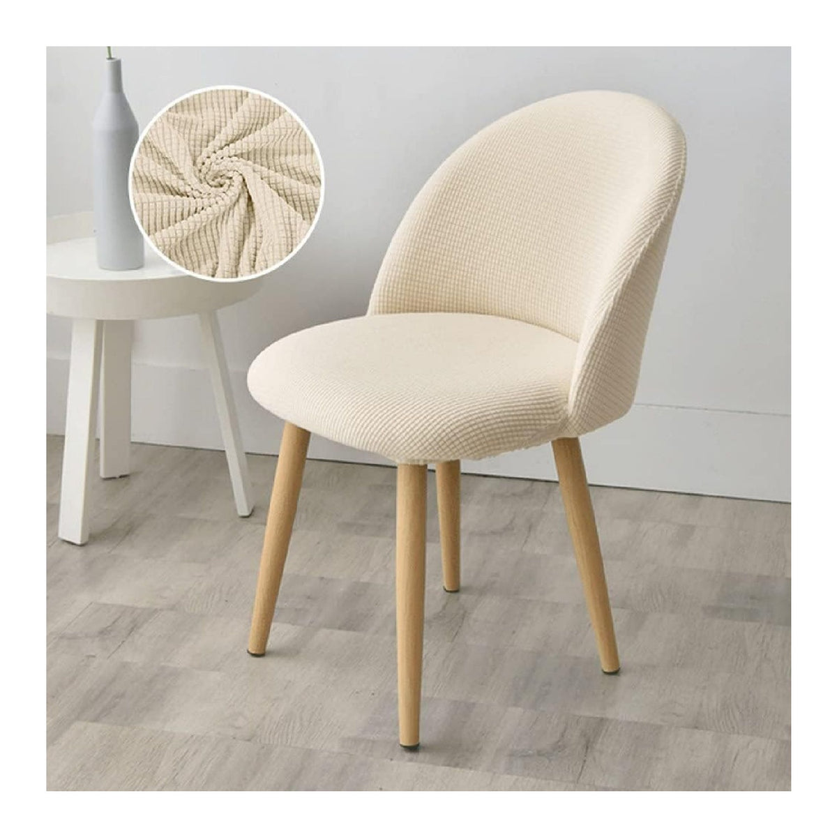 Tisch und Stuhl Set 4 Stueck in Creme mit funktionales Design