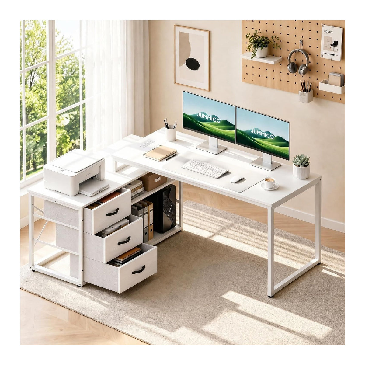 Arbeitstisch in Weiss mit hoehenverstellbar Variante 2