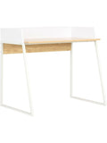 Hohenverstellbarer Schreibtisch 90 x 60 x 88 cm in Weiss und Eiche fur Arbeitszimmer und Buro