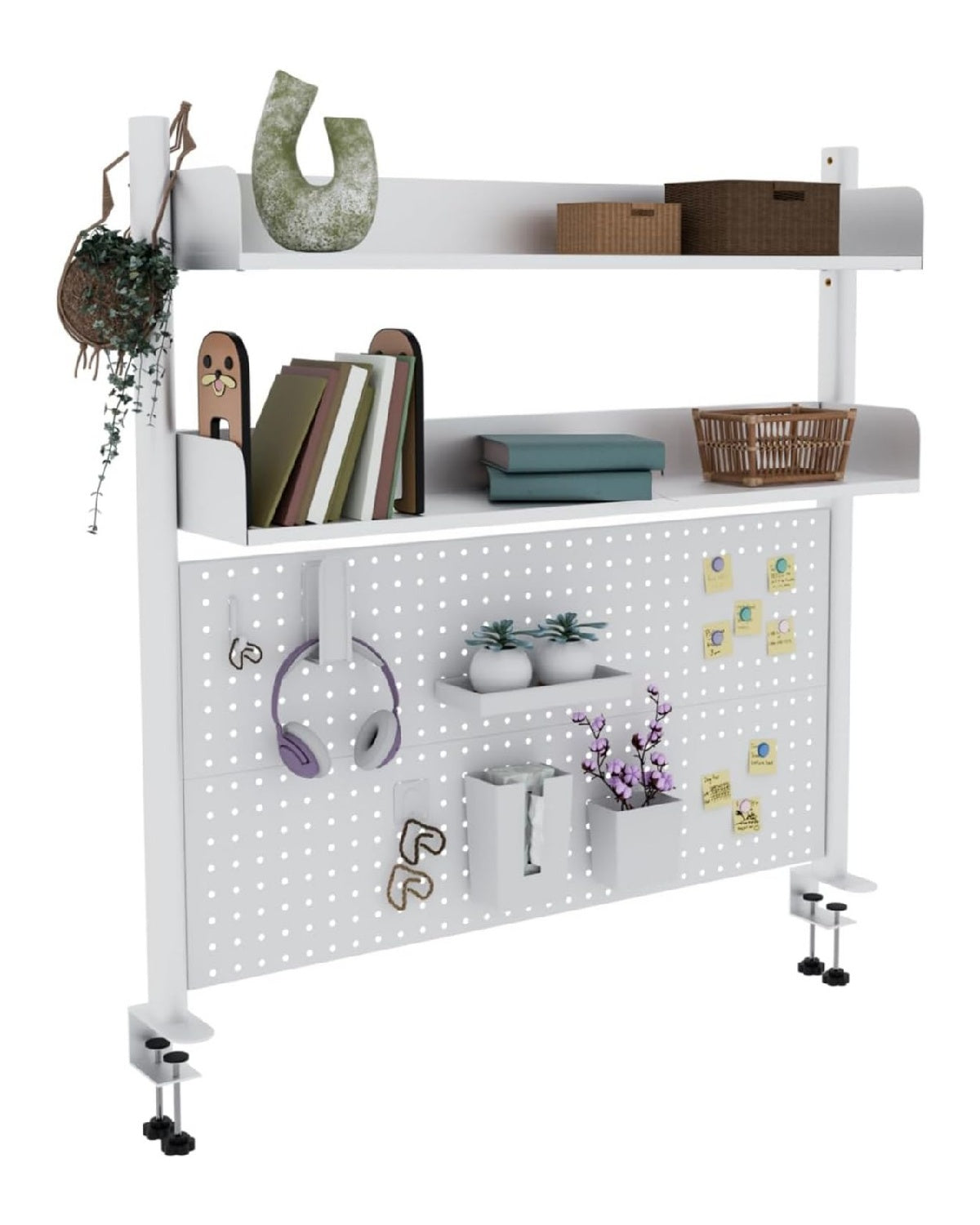 mit Monitorbereich Buecherregal in Weiss fuer Buero und Arbeitszimmer