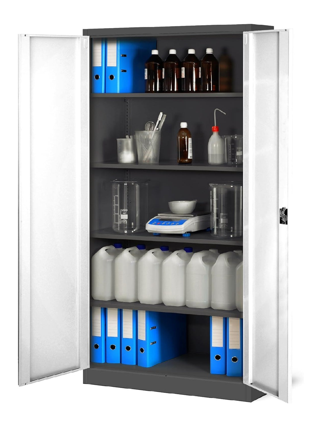 Anthrazit / Weisser Rollcontainer mit abschliessbar fuer flexible Arbeitsbereiche
