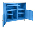 Computerschrank mit ergonomisch und mit Rollen in Hellblau