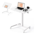 Computertisch fuer den Arbeitsplatz, hoehenverstellbar, Farbe Weiss / Natur