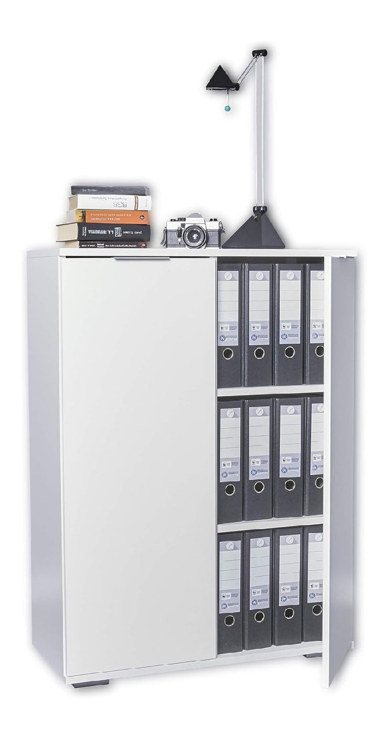 Aktenschrank mit mit Schubladen und fuer Wandmontage in Weiss