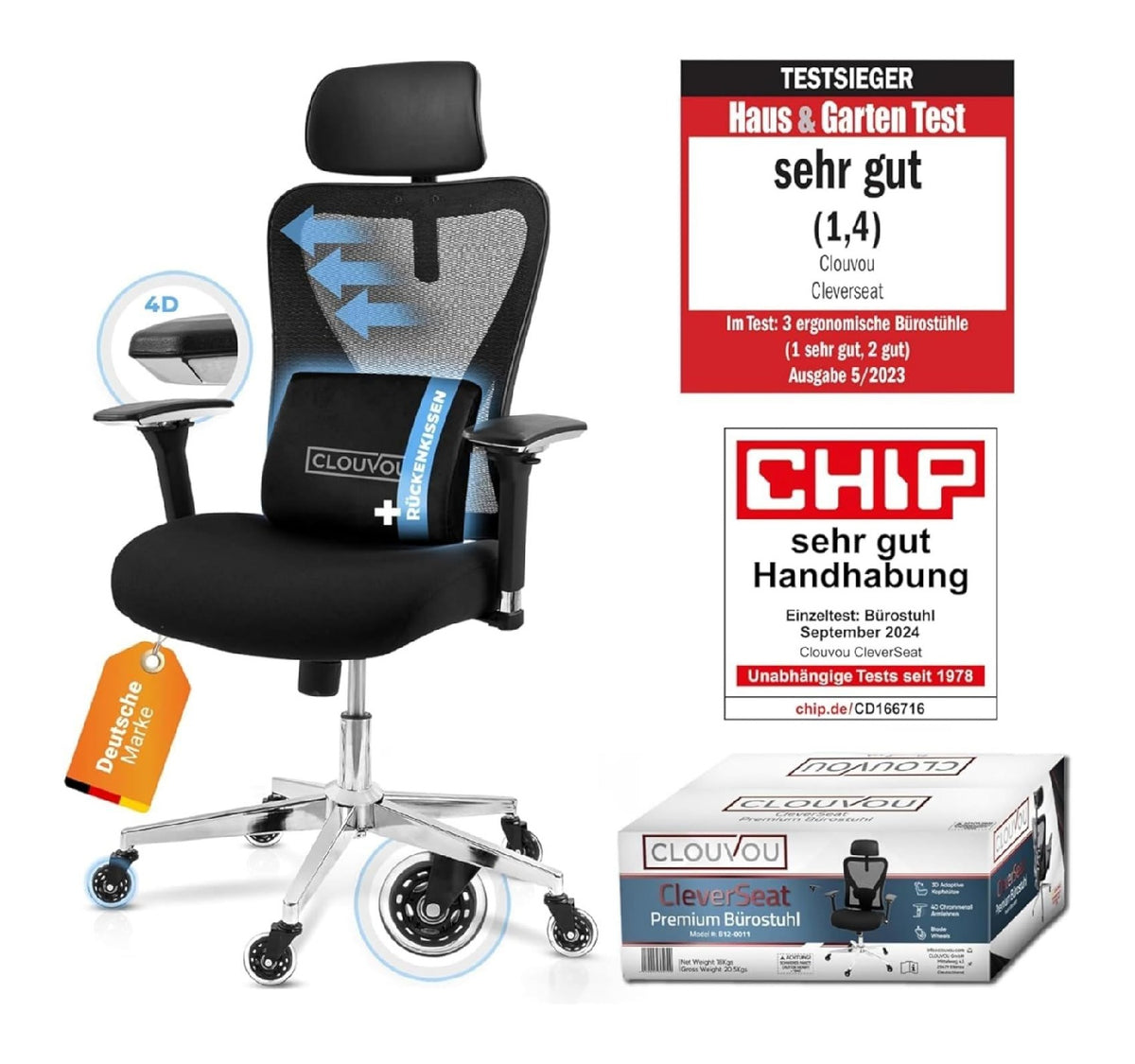 Buerostuhl in Schwarz mit ergonomisch