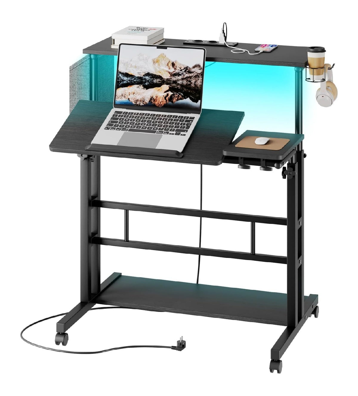 Computertisch mit hoehenverstellbar und ergonomisch in Schwarz