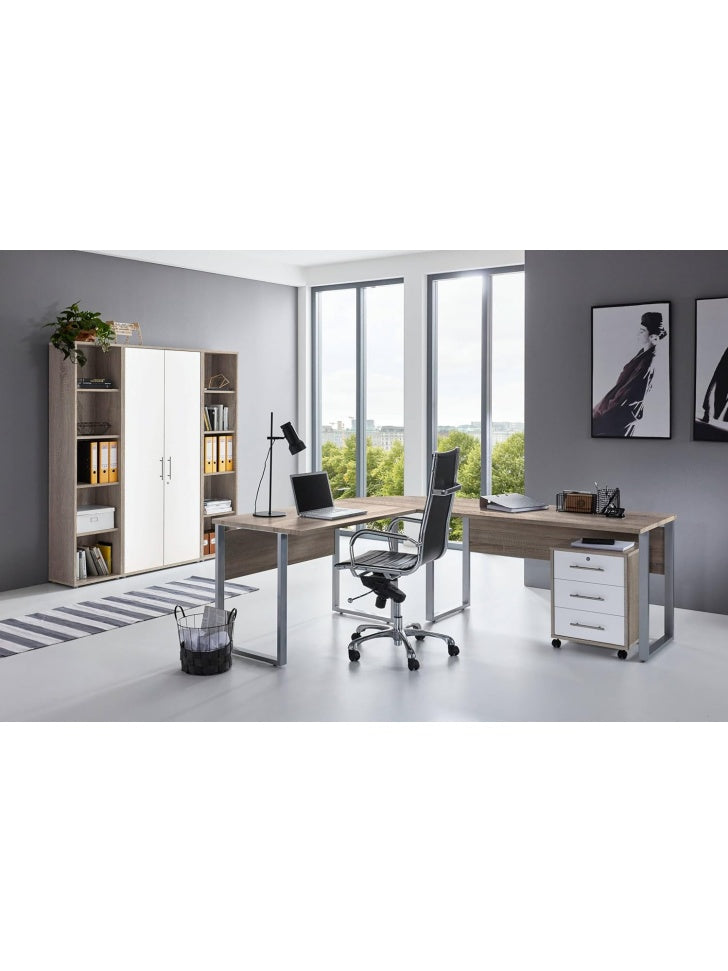Buromobel Komplettset in Sonoma Eiche und Weiss Matt