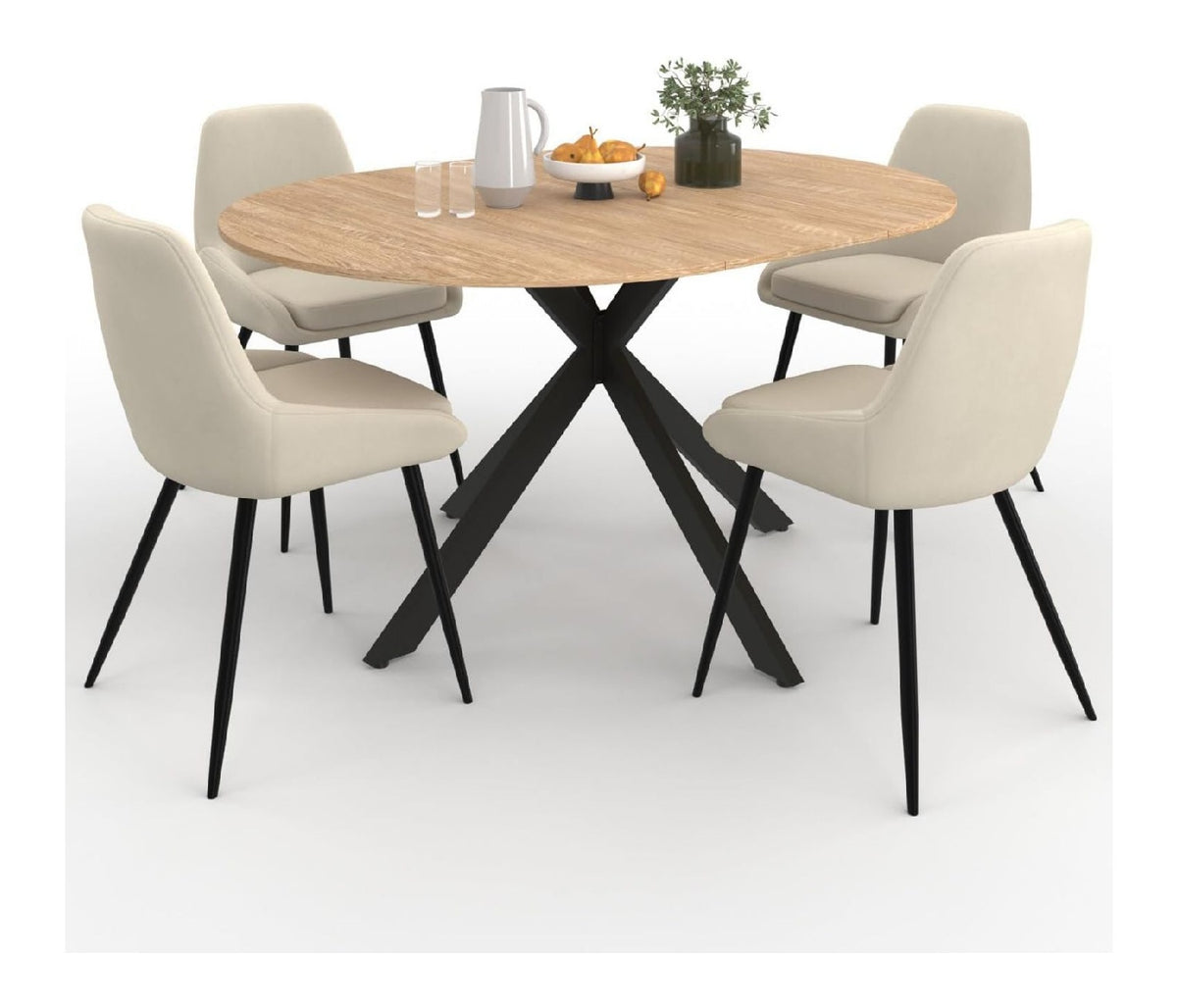 Schwarz / Beigeer Tisch und Stuhl Set mit drehbar fuer flexible Arbeitsbereiche