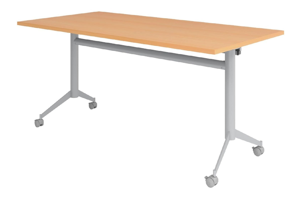 Konferenztisch 75 cm x 80 cm in Silber / Buche mit mit Rollen