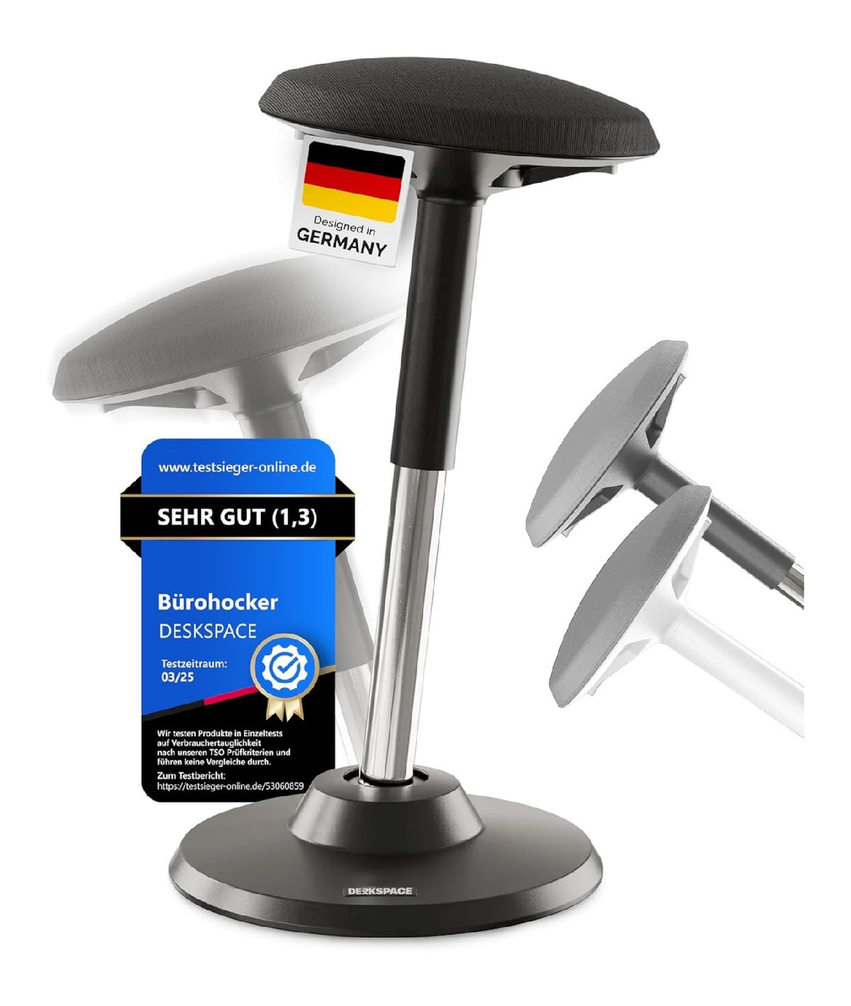 Buerohocker in Schwarz mit hoehenverstellbar