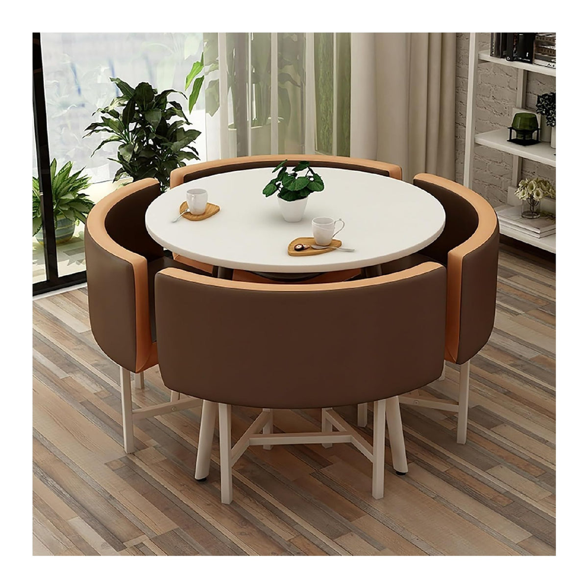 Tisch und Stuhl Set in Weiss / Natur mit ergonomisch