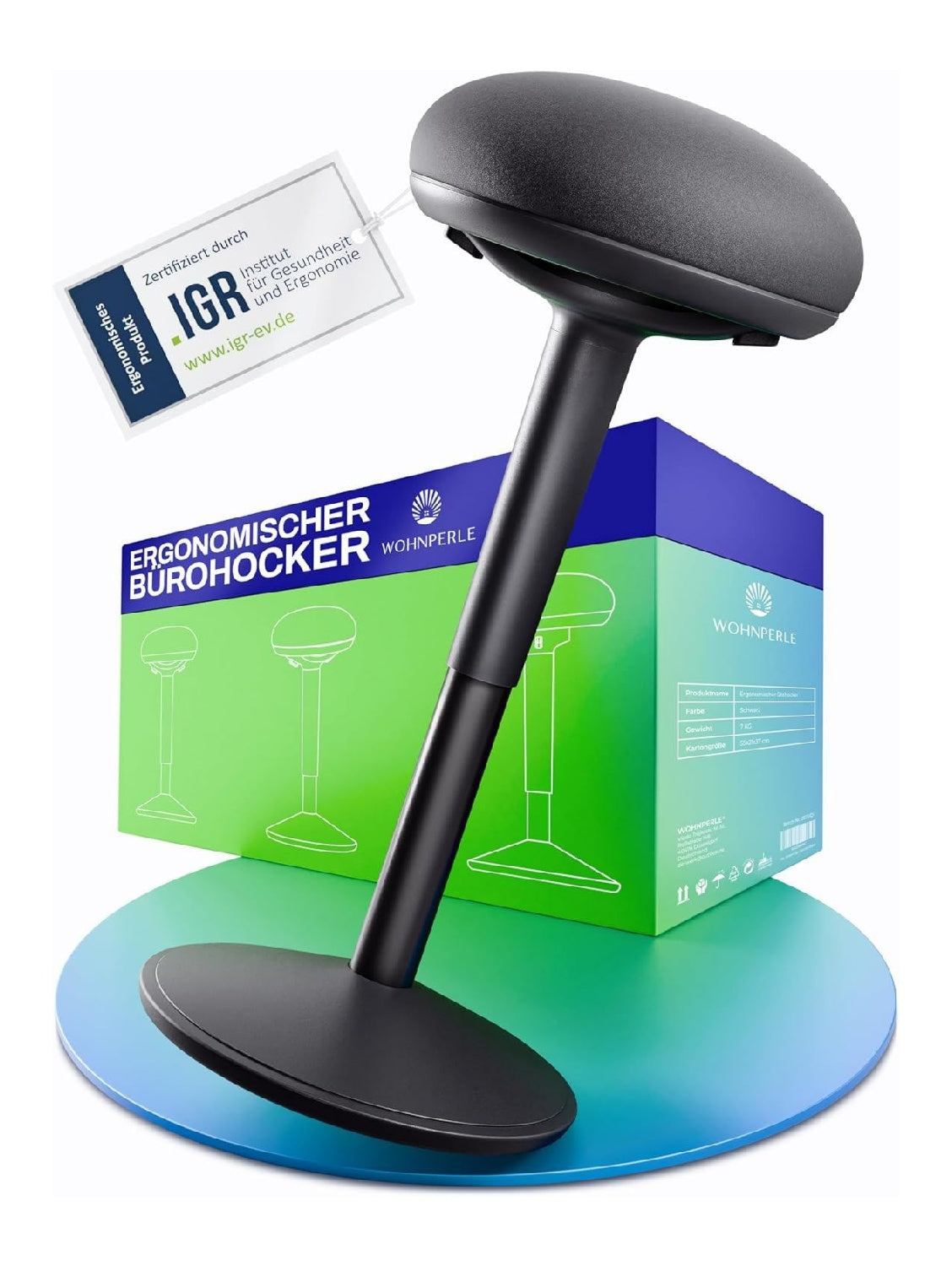 hoehenverstellbar Buerohocker in Schwarz fuer Buero und Arbeitszimmer