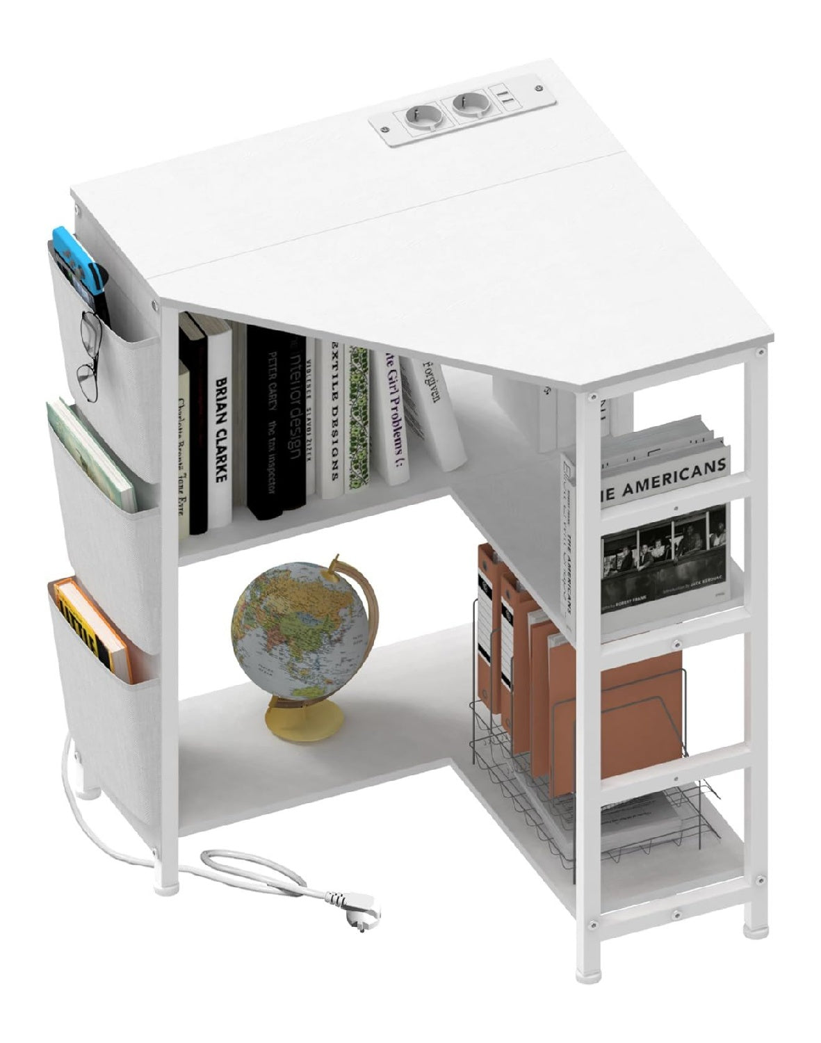Druckerstaender mit mit USB Anschluss und elektrisch verstellbar in Weiss