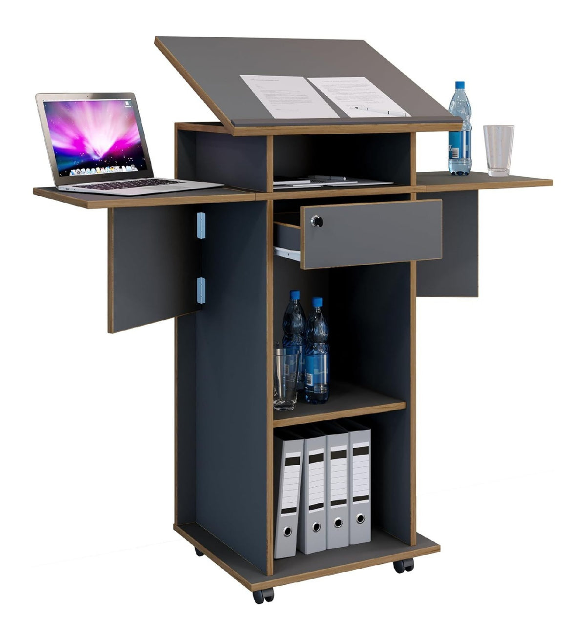 hoehenverstellbar Arbeitstisch in Anthrazit fuer Buero und Arbeitszimmer