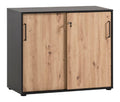 Vertikaler Aktenschrank 83.6 cm x 83.6 cm in Schwarz / Artisan Eiche mit hoehenverstellbar