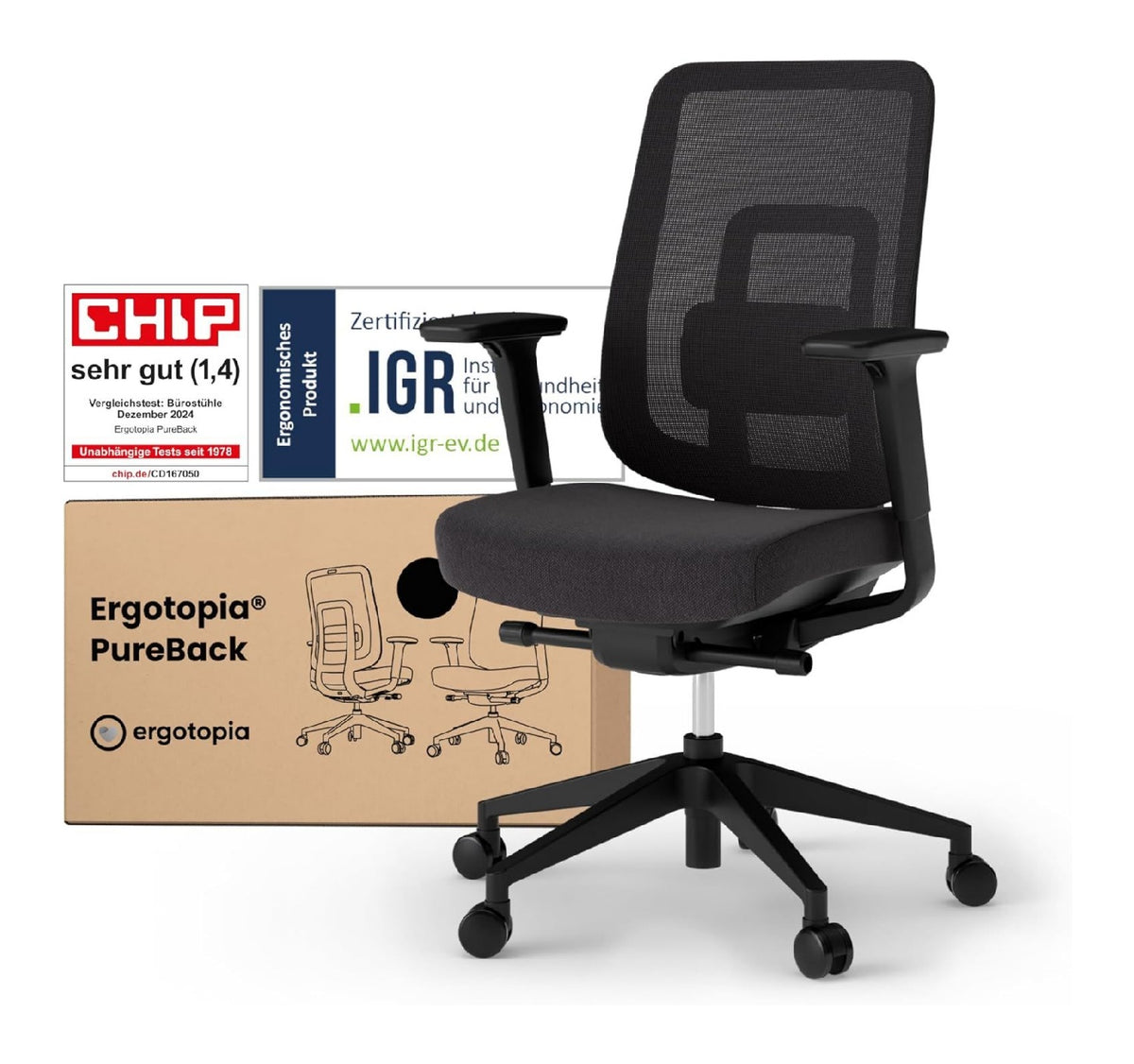 Buerostuhl kompakte Bauform in Schwarz mit ergonomisch Variante 3
