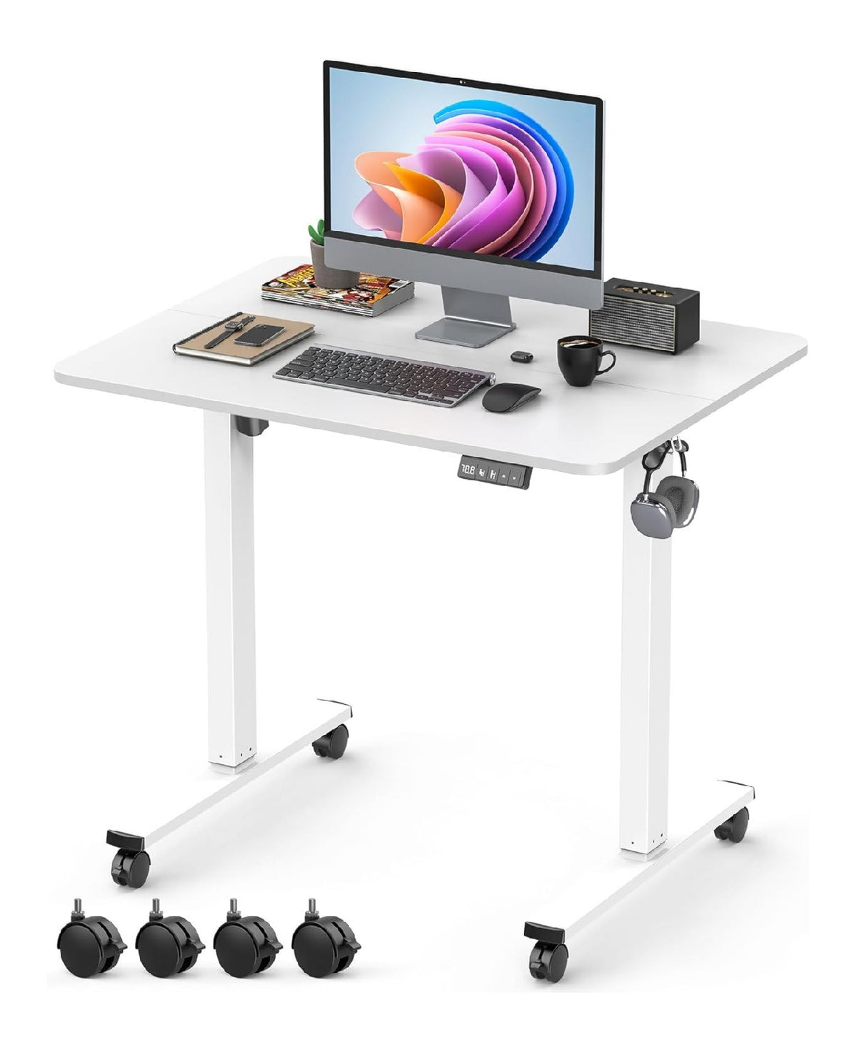 hoehenverstellbar Schreibtisch in Weiss fuer Buero und Arbeitszimmer Variante 5