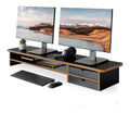 Schwarzer Monitorstaender mit ergonomisch fuer flexible Arbeitsbereiche