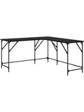 L-formiger Eckschreibtisch 149 x 149 cm in Schwarz Eiche mit Stahlrahmen