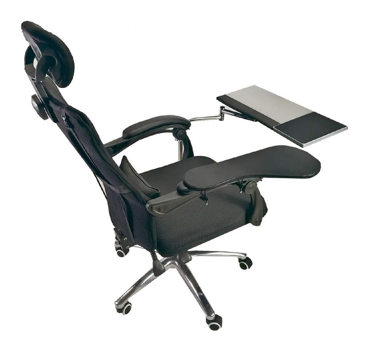 Computertisch mit klappbar und mit Armlehnen in Weiss / Natur