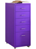 Metall Rollschrank mit Rollen und mehreren Ablageebenen fur Buro Schlafzimmer und Arbeitszimmer in Violett