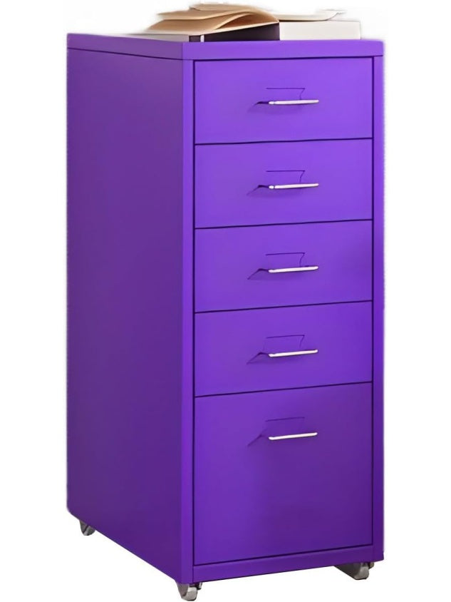 Metall Rollschrank mit Rollen und mehreren Ablageebenen fur Buro Schlafzimmer und Arbeitszimmer in Violett