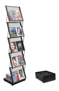 Prospekthalter 160x45x37CM in Schwarz mit mit Rollen