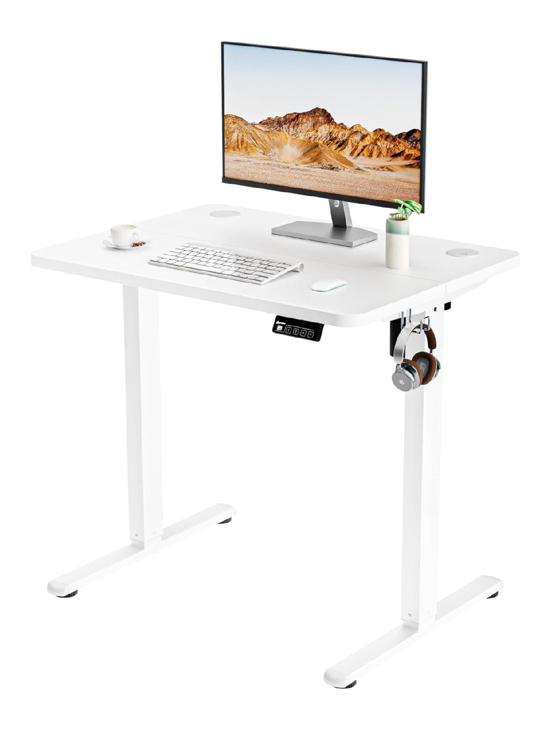 Schreibtisch 80 x 60 cm in Weiss mit hoehenverstellbar