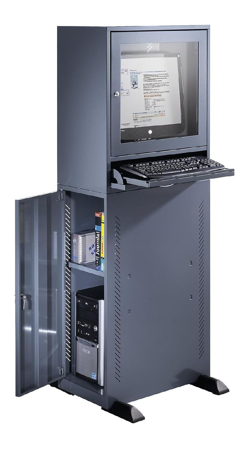 Computerschrank fuer den Arbeitsplatz, ergonomisch, Farbe Schwarz
