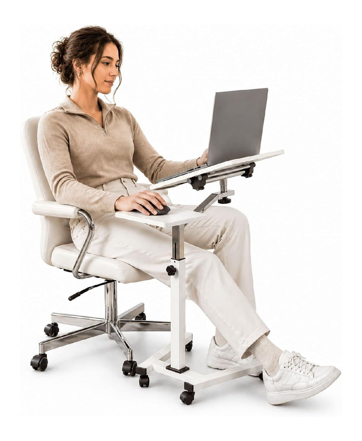 Arbeitstisch in Weiss mit hoehenverstellbar Variante 3