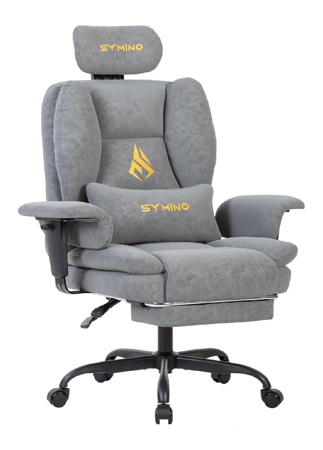 Grauer Gamingstuhl mit hoehenverstellbar fuer flexible Arbeitsbereiche