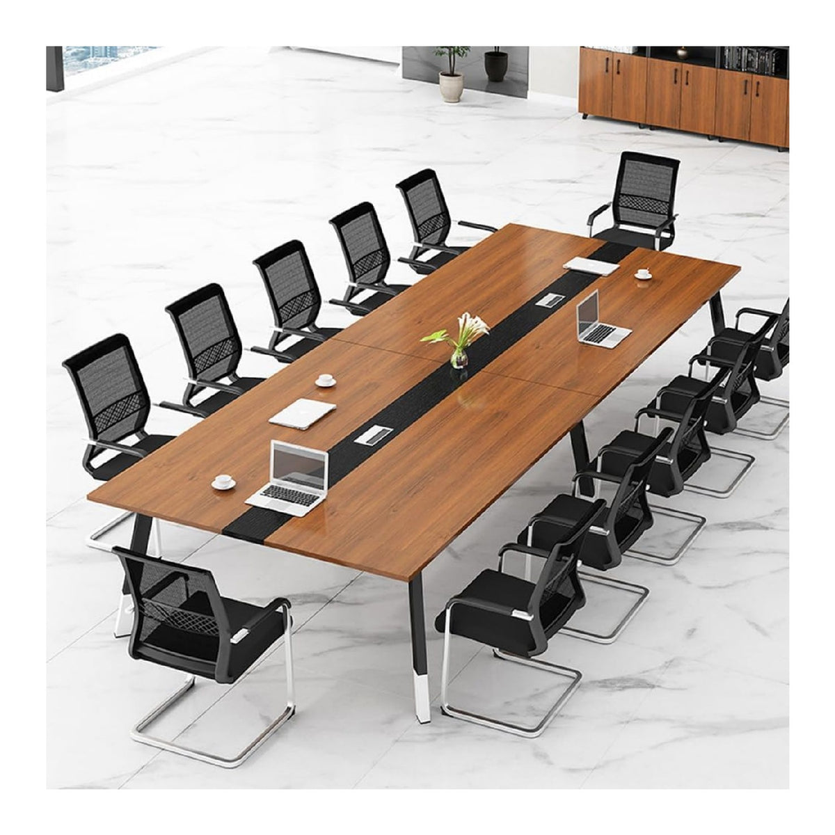 Konferenztisch 450*140*75CM in Weiss / Natur mit fuer Wandmontage