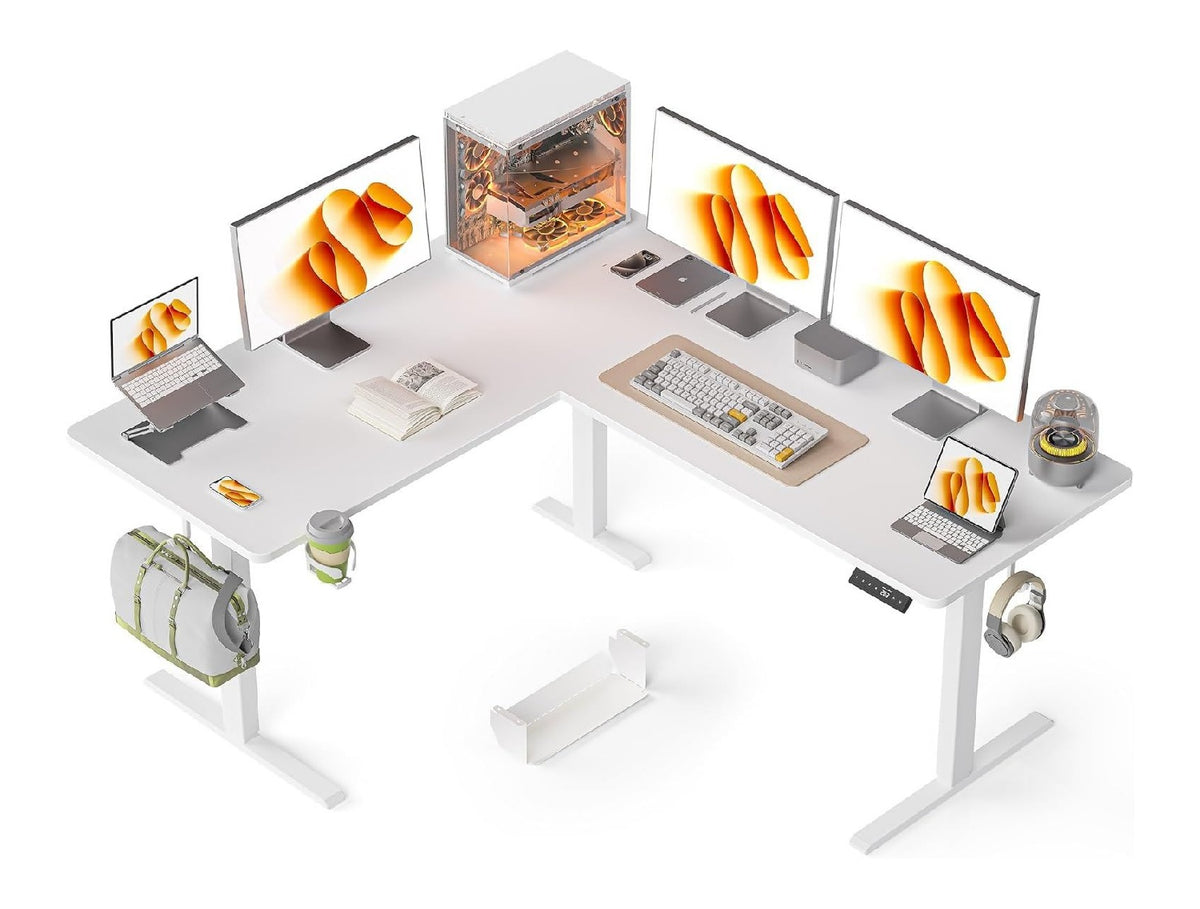 hoehenverstellbar Schreibtisch in Weiss fuer Buero und Arbeitszimmer Variante 4