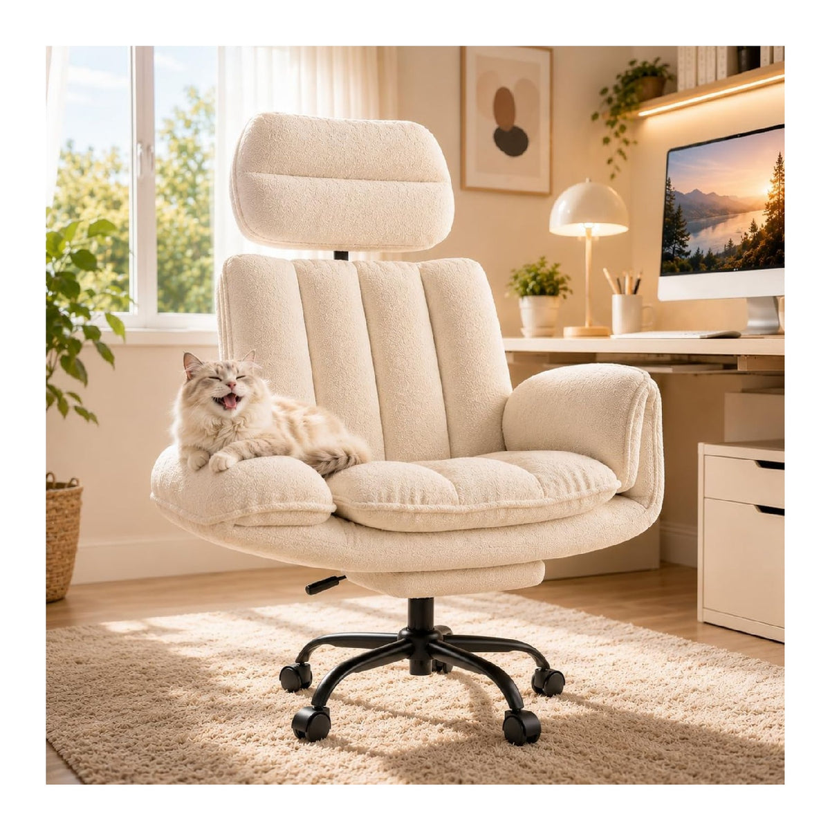 Weisser Buerostuhl mit ergonomisch fuer flexible Arbeitsbereiche