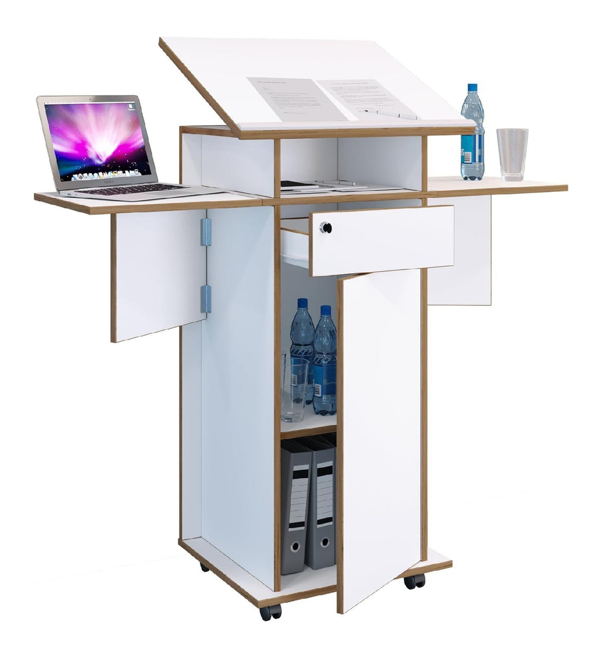 Weisser Stehpult mit hoehenverstellbar fuer flexible Arbeitsbereiche