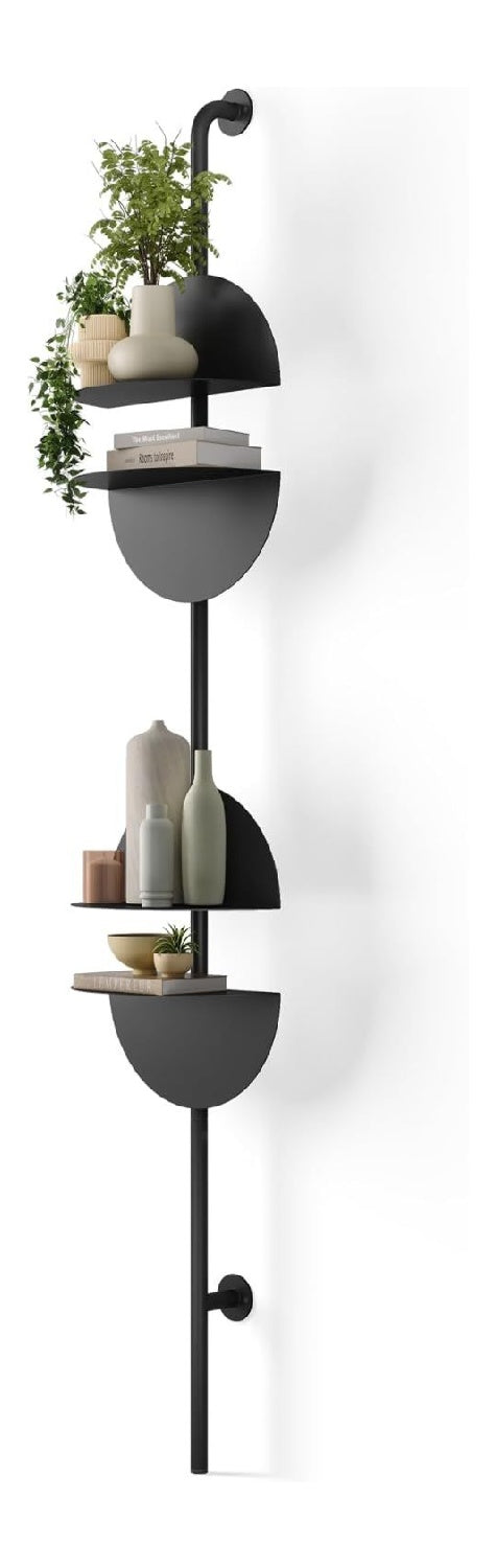 Regal kompakte Bauform in Schwarz mit fuer Wandmontage
