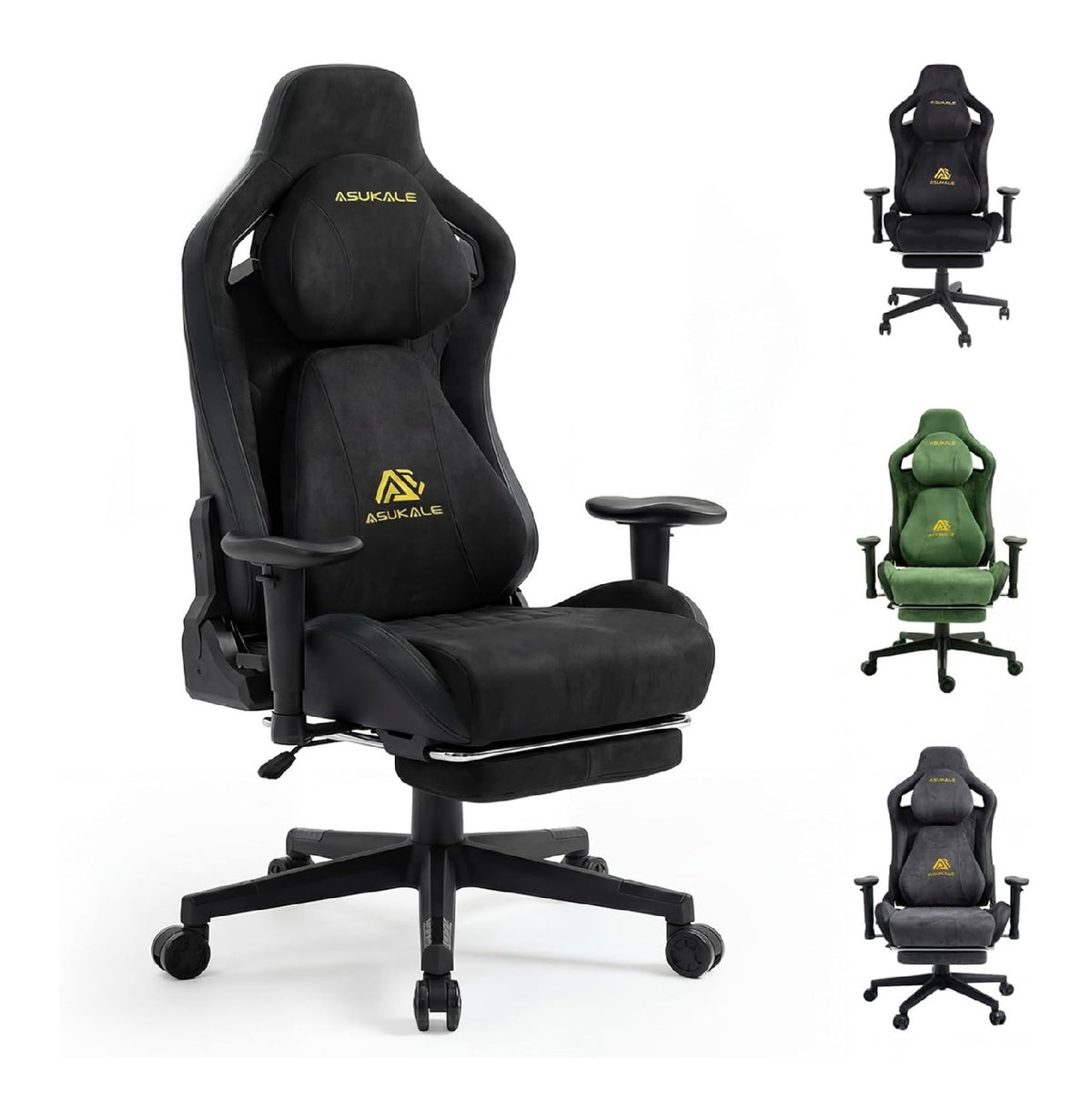 Schwarzer Gamingstuhl mit ergonomisch fuer flexible Arbeitsbereiche Variante 2