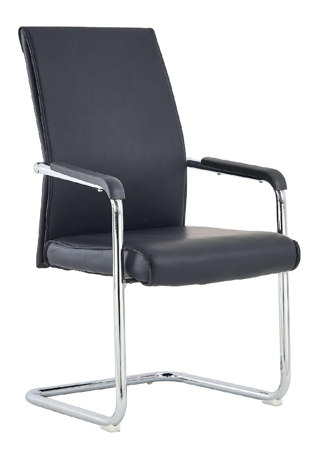 Besucherstuhl in Schwarz / Chrom mit stapelbar
